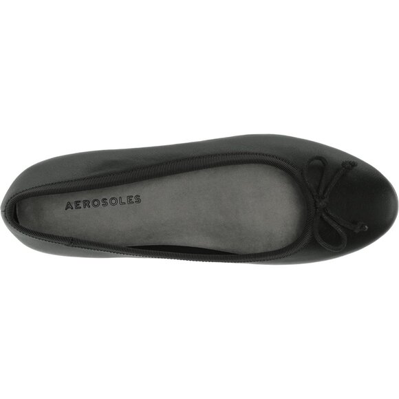 Aerosoles Womens Black Synthetic Polyurethane Closed Rounded Toe Ballet Flat - Picture 5 of 7